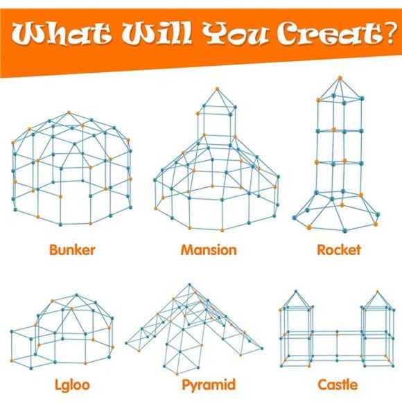 Fort Building Kit for Kids, 135 PCS Builder Play Fort Toy for 5-12 Years Old - Picture 3 of 6